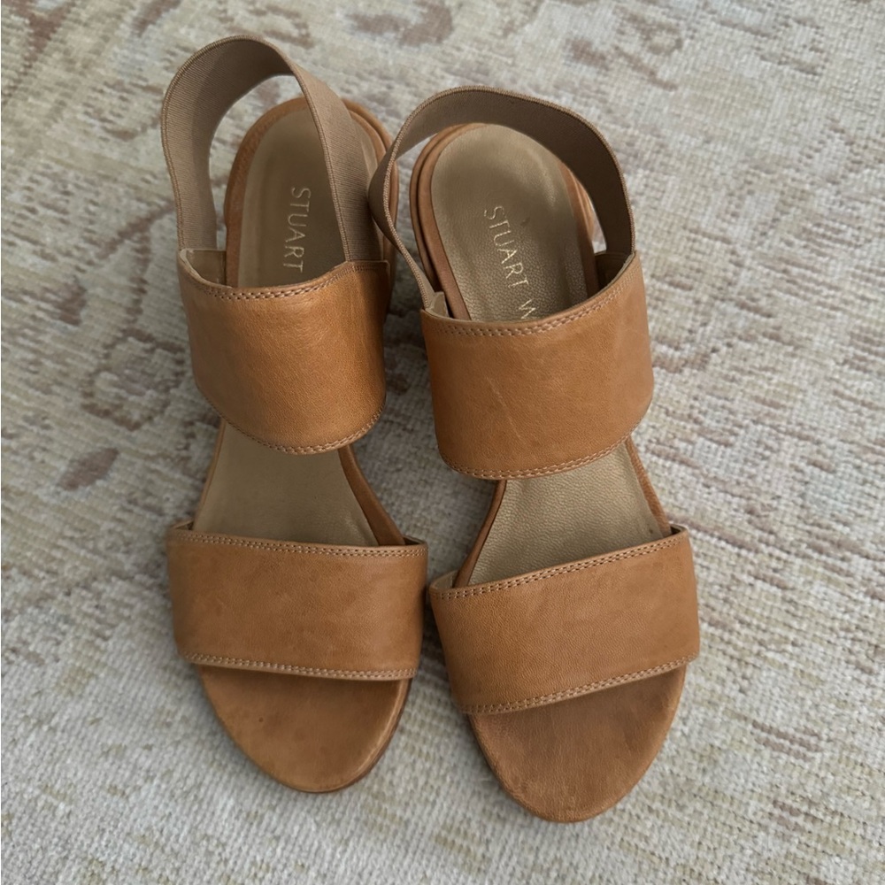 Stuart weitzman leather block heel